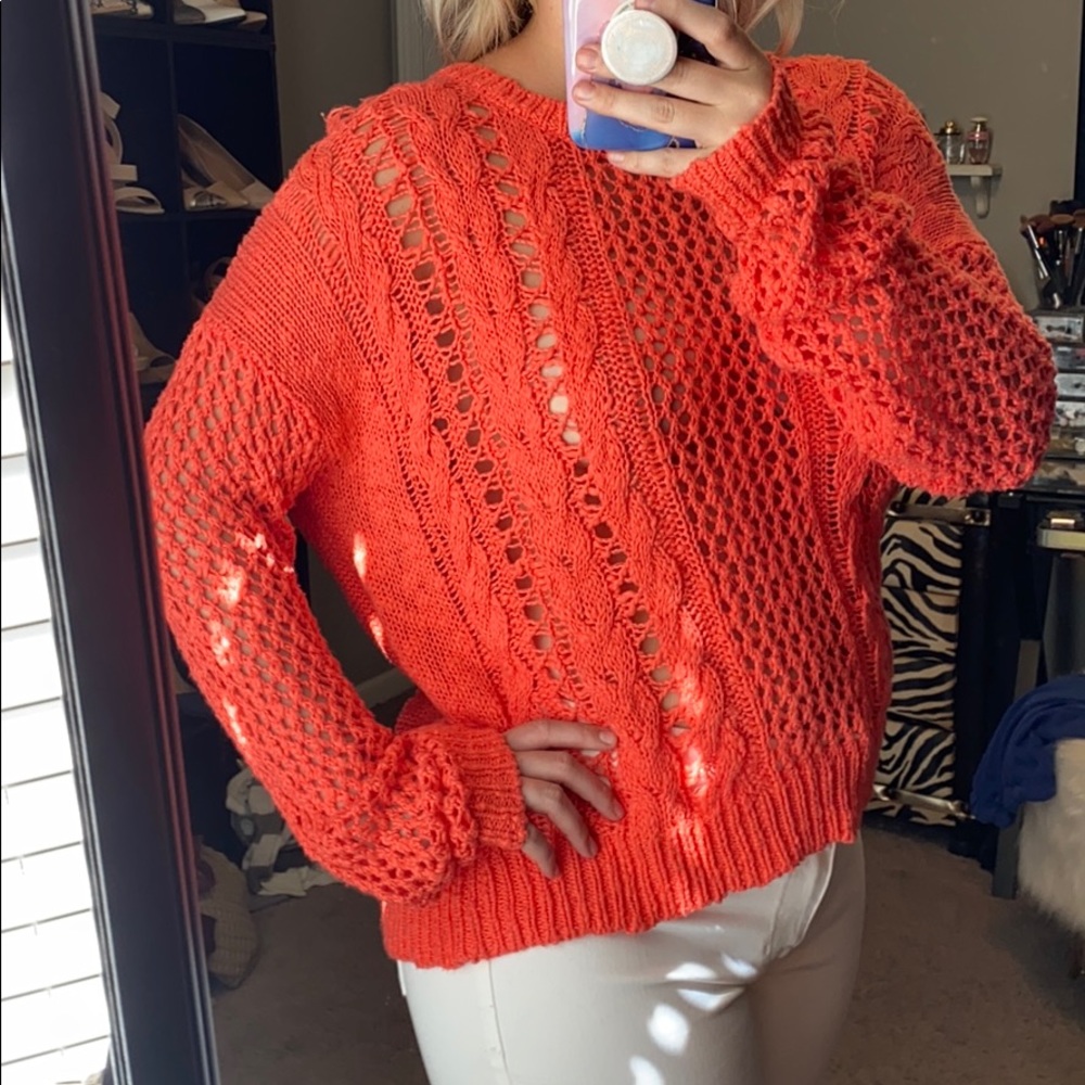 Coral “see through” sweater